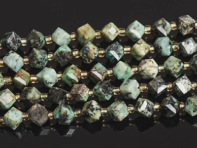 Cuentas sueltas cubo facetado grado AAA turquesa africana verde natural de 8 mm Foto 1 de 3