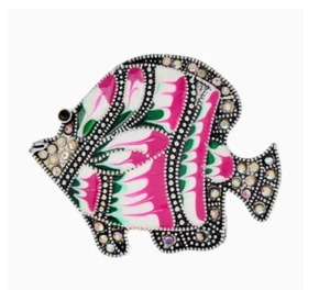 Fisch Anstecknadel Engel Brosche rosa Modeschmuck NEU KOSTENLOSER VERSAND 2 Zoll - Bild 1 von 1