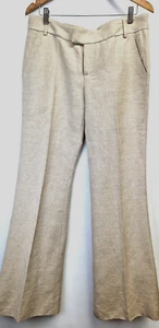 RED VALENTINO pant flared trousers sand linen cotton SIZE 46 W33 mid rise J - Picture 1 of 10
