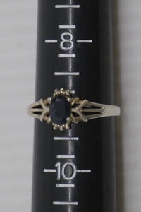 L - VINTAGE NEVADA STERLING SILVER RING w DARK BLUE STONE, SIZE 9, SOUTHWESTERN - Picture 1 of 4