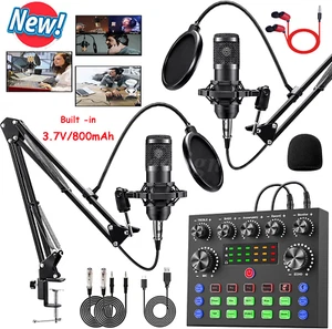 2 Studio Recording Kit Podcast Equipment Bundle Music Mixer 2 Microphones BM-800 - Picture 1 of 48