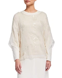 New Women Poncho, Moda Seta Applique Sequin  Formal Party Poncho  L Beige - Picture 1 of 11