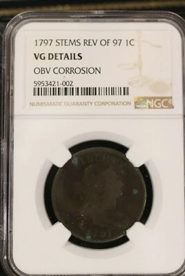 1797 Large Cent Stems Rev.of 97 NGC VG Details b41a.2 - Image 1 of 3