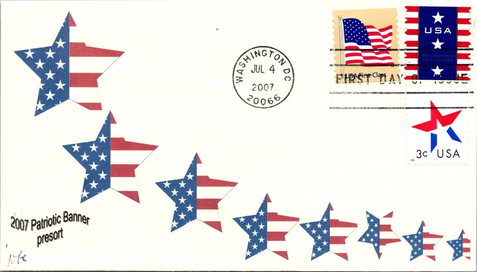 ACE FDC 2007 SC #4157 Patriotic Banner - Washington DC - Pair - D150 - Image 1 of 2
