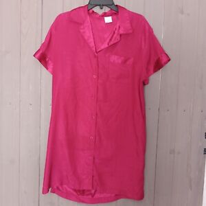 cabernet sleepwear m pink polyester button up shirt