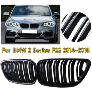 For BMW 2 Series F22 F23 F24 Gloss Black Double Slats Front Kidney Grill Grille - Picture 1 of 12