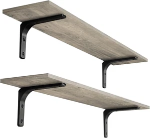 Long Wall Mounted Shelves 39.4In 2Set Extra Large Wall Storage Metal Brackets - Picture 1 of 8
