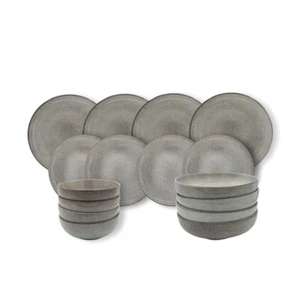 Cooks Professional Nordic Stoneware Dinner Set | 16-Piece | Reactive Glaze Grey - Picture 1 of 6
