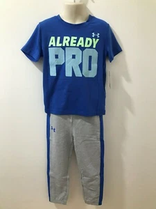 Under Armour Boys Blue/Gray (Sz 4) 2-Piece "Already Pro" Tee & Pants Set $40 NWT - Picture 1 of 10