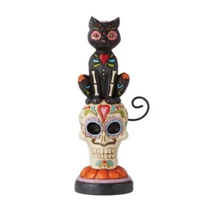 Jim Shore HWC Day of Dead Black Cat on Skull - 6010670 - Picture 1 of 2