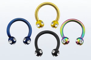 Circular Barbell Multikristall Septum Brust Ohrring Tragus Lippenpiercing Nase - Picture 1 of 11