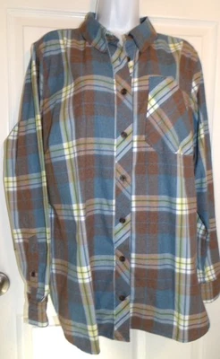 Blusa manga larga ALASKA HARDGEAR DULUTH marrón/aqua a cuadros nueva sin etiquetas - XL Foto 1 de 2