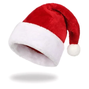 Nordstern Weihnachtsmütze Plüsch Nikolausmütze mit Bommel RotWeiß für Erwachsene - Bild 1 von 6