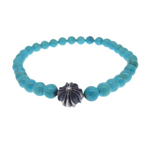 CHROME HEARTS CUORI CROMATI (no originale) bracciale PERLINE 6mm turchese azzurro usato0