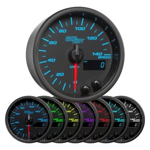 GlowShift 3-3/8" 85mm 140 MPH Velocímetro en el tablero Kit Negro 7 Colores - Imagen 1 de 5