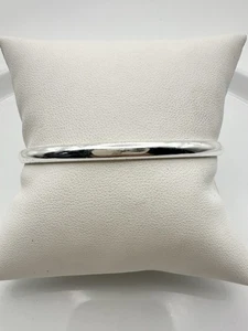 Fas 925 Sterling Silver Plain Oval Bangle Bracelet 4mm - Picture 1 of 5