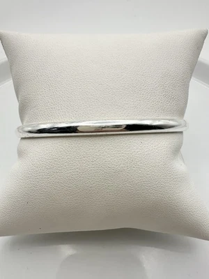 Fas 925 Sterling Silver Plain Oval Bangle Bracelet 4mm - Image 1 of 4