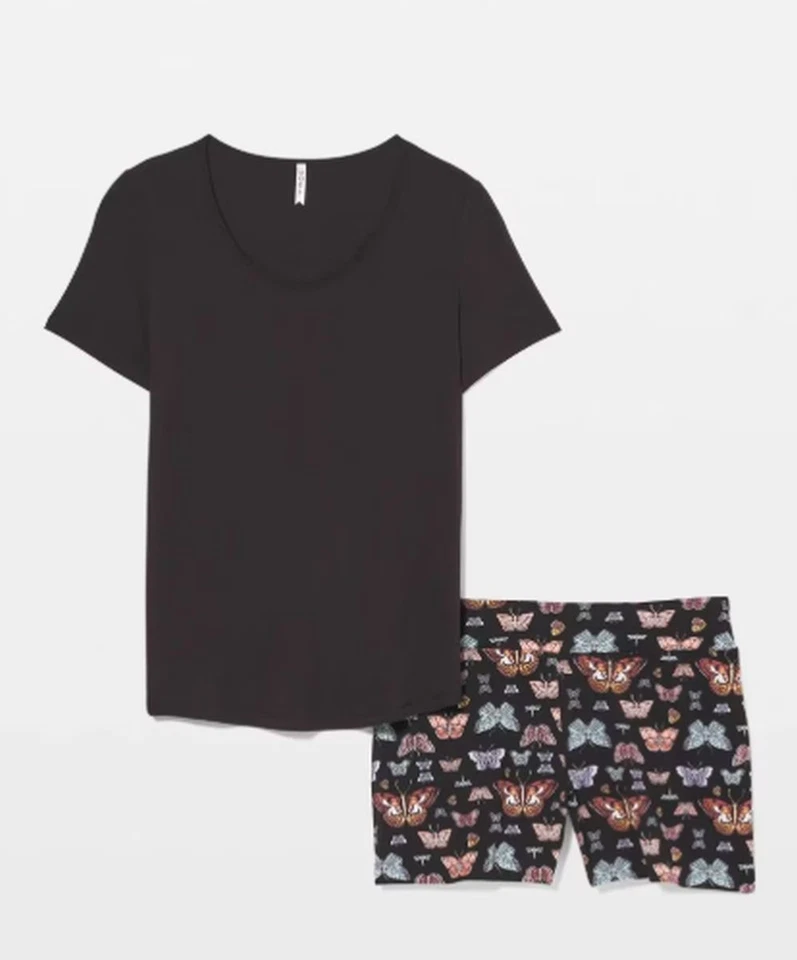 Soma Women's Adult Cooling Pajamas Size Medium M Black Red Floral Set