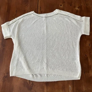 Womens Chicos XXL Ivory Knit Top Short Sleeved Metallic Details - Picture 1 of 7
