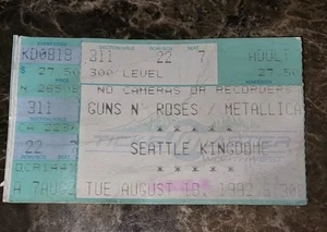 1992 METALLICA / GUNS N' ROSES SEATTLE CONCERT TICKET STUB - Picture 1 of 4