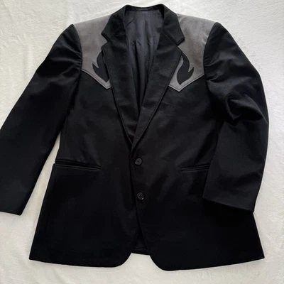 De colección Circle S ¡FAB! Blazer Chaqueta Bolsillo Años 90 Negro/Gris Microgamuza Corte Western 46 Foto 1 de 4
