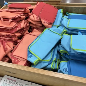 Trader Joe's blau & orange Mini isolierte Kühltasche Brotzeittasche neu - Bild 1 von 7