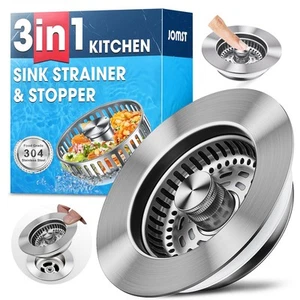 3 in 1 Kitchen Sink Drain Strainer, Sink Stopper 10,000 Pop-Up Tested Stainle... - Picture 1 of 8