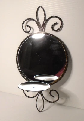 Aplique Hierro Forjado Metal Retorcido Pilar Candelabro y Espejo Montaje en Pared Foto 1 de 4