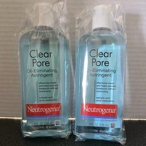 Neutrogena Clear Pore Oil Eliminating Astringent Prevent Acne Breakout 8oz 2Pack - Picture 1 of 3