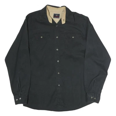 Camisa de trabajo informal WRANGLER para hombre negra y beige de algodón con botones delanteros Foto 1 de 4