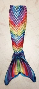 Fin Fun MERMAIDENS Kids Size 10 Rainbow Mermaid Tail & Monofin Costume Dress-Up - Picture 1 of 3