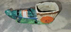 Vintage Hand Painted Ceramic Donkey/Cart. Mid Century Japan - Bild 1 von 4