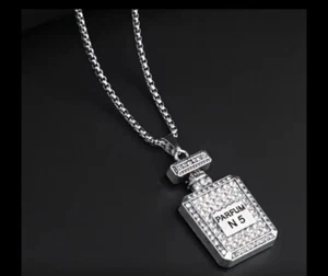 Collar Colgante Botella Perfume Nº5 Metal con Cristales - Imagen 1 de 3