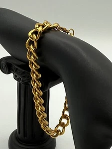Vintage Gold Tone Heavy Link Bracelet 8.5” #139 - Picture 1 of 5