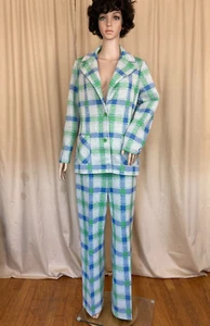 Vintage 70's Catalina "I'm Mad For Plaid" Polyester Leisure Pant Suit - Ladies - Picture 1 of 12