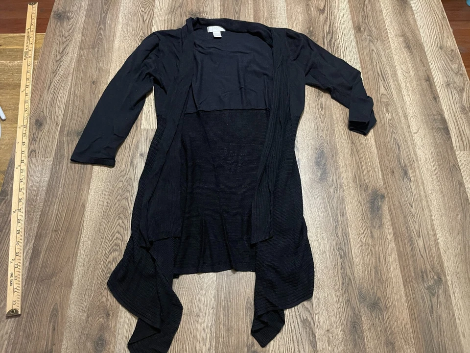 Kenar Sweater, Women's Size Large, Black, Open Cardigan, Long Sleeve — 第 1/4 张图片