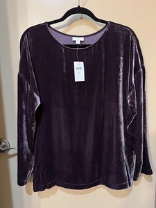 Neu mit Etikett $ 199 J.Jill langärmlige Bluse Samt Seidenmischung Fig Größe M - Bild 1 von 5