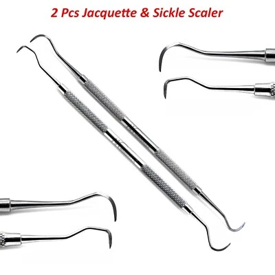 2Pcs Jacquette & Sickle Scaler Anterior Posterior Dental Periodontal Instrument - Image 1 of 3