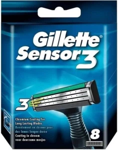 Pack 8 Lames GILLETTE SENSOR 3 Recharge Rasoir Rasage Lot Sensor3 Neuf Original - Foto 1 di 2