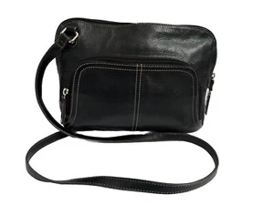 Tignanello Handtasche Schwarz Echtleder Umhängetasche Organizer - Bild 1 von 12