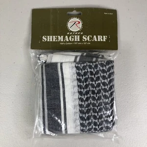 Rothco Shemagh Scarf Black White Lightweight Cotton Tactical Desert Keffiyeh New - Picture 1 of 10
