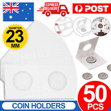 23mm 2"x 2" COIN HOLDERS x 50 - SUIT $2 DOLLAR/2 CENT