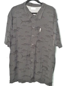 COLUMBIA • Black PFG Fishing Casual Cotton Blend Fish Pattern Tuna Wahoo • XXL - Picture 1 of 5