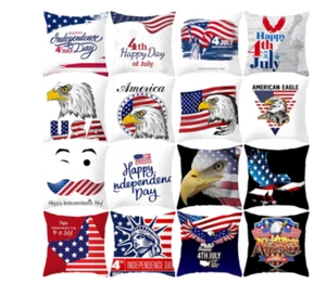18" 4th of July Independence Memorial Patriotic Day Decor Pillow Covers - Picture 1 of 29