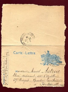 rare carte-lettre Militaria .Militaire . 1916 Correspondance Militaire - Picture 1 of 2