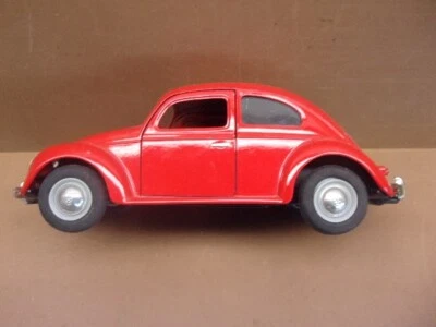 RED VW BUG Tin Toy Car Opening Doors 1/24 Scale Vintage SS7707 Volkswagen - Image 1 of 4