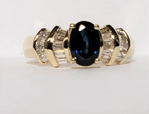 Vintage ADL natürlicher Saphir und Diamant 14k Gelbgold Ring 1,50 ctw Größe 6,75 - Bild 1 von 3