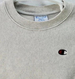 Champion Reverse Weave Größe Small hellgraues Sweatshirt Rundhalsausschnitt Vintage 90er gebraucht, in einwandfreiem Zustand - Bild 1 von 12