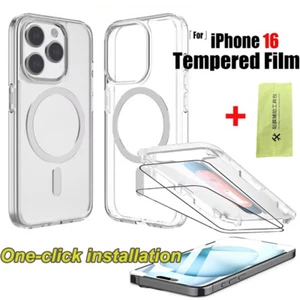 Pour iPhone 16 Pro Max 16 Plus Verre Trempé Protecteur d'écran et Coque Transparente USA - Photo 1 sur 22
