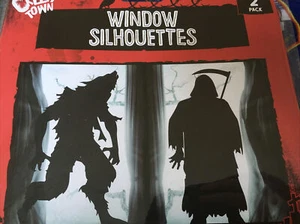 Halloween Deko Werwolf & Sensenmann Fenstersilhouetten NEU - Bild 1 von 3